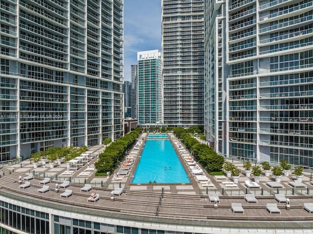 community pool featuring a city view