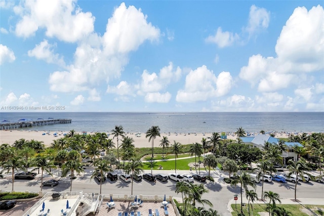 view of water feature with a view of the beach