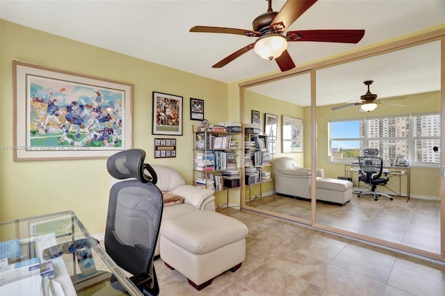 tiled office featuring baseboards