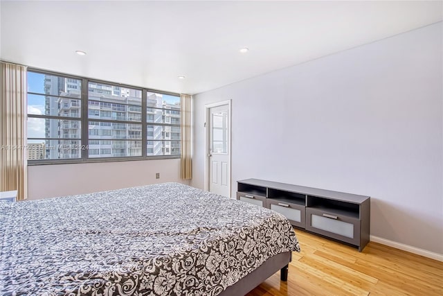 bedroom featuring light hardwood / wood-style flooring