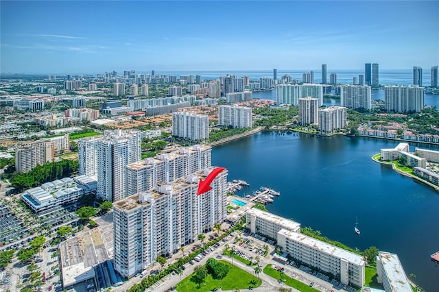 bird's eye view featuring a water view