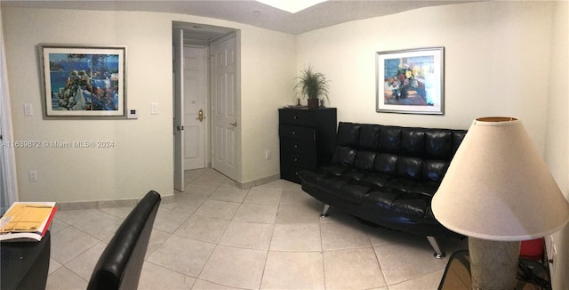 interior space featuring light tile patterned flooring