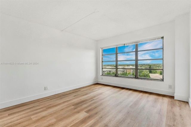 unfurnished room with light wood-type flooring