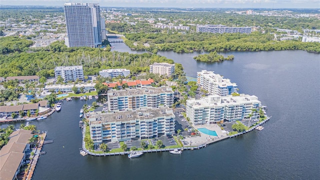 bird's eye view featuring a water view