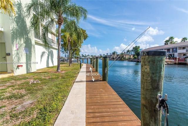 dock area with a water view