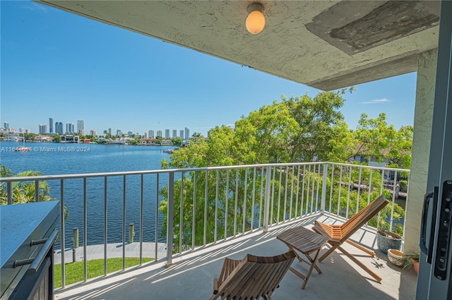 balcony with a water view