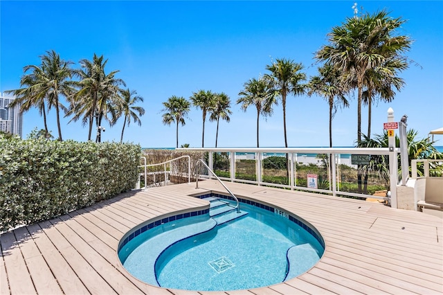 view of pool featuring a deck