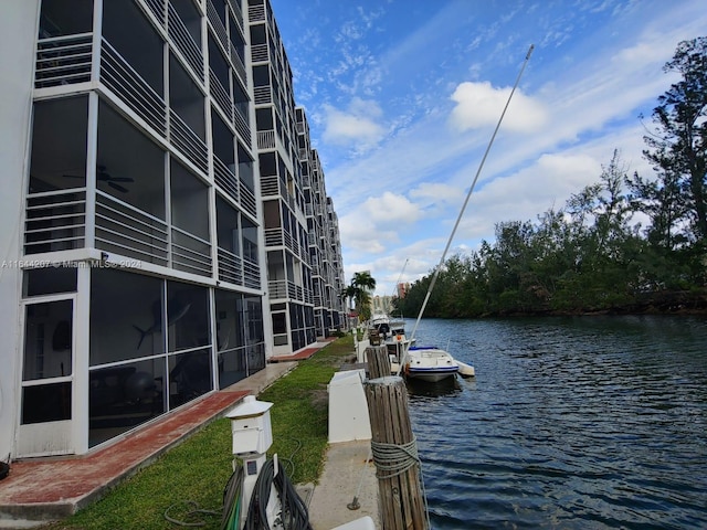 view of dock featuring a water view