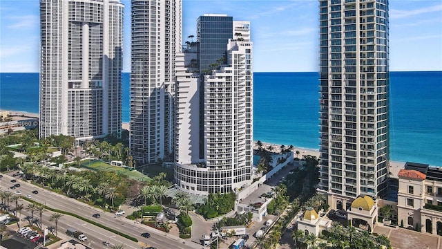 view of city with a water view