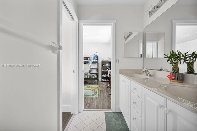 bathroom featuring wood-type flooring and vanity