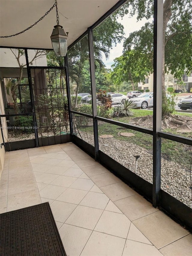 view of unfurnished sunroom