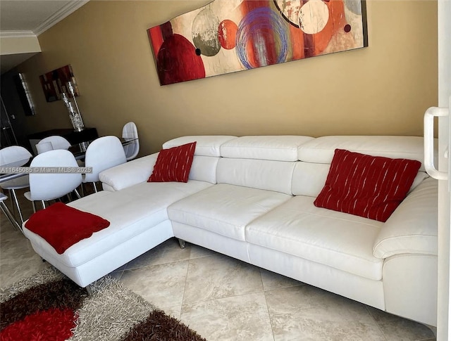 1850 S Ocean Dr Unit 3809, Hallandale Beach, FL 33009 - living room with crown molding and tile patterned flooring