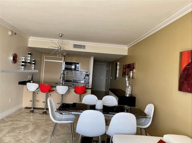 1850 S Ocean Dr Unit 3809, Hallandale Beach, FL 33009 - dining room with crown molding and light tile patterned floors
