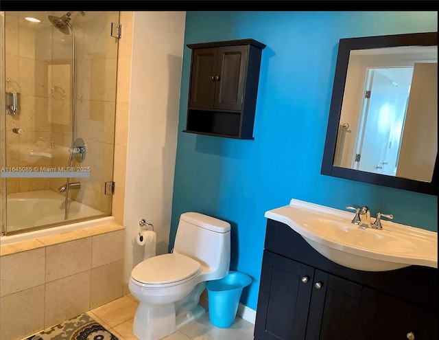 1850 S Ocean Dr Unit 3809, Hallandale Beach, FL 33009 - bathroom with tiled shower / bath combo, vanity, and tile patterned floors