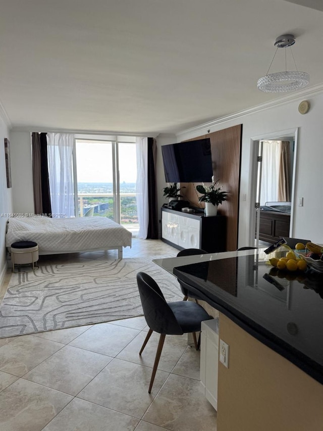 1850 S Ocean Dr Unit 3809, Hallandale Beach, FL 33009 - bedroom with ornamental molding and light tile patterned flooring