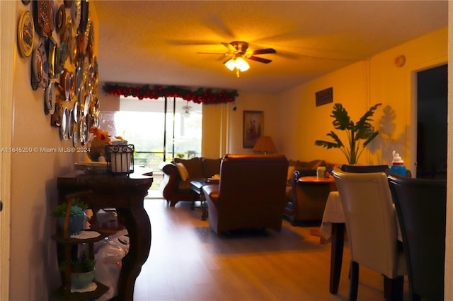 900 Saint Charles Pl Unit 316, Pembroke Pines, FL 33026 - living area with wood finished floors and ceiling fan