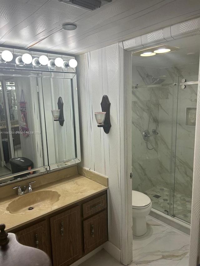 900 Saint Charles Pl Unit 316, Pembroke Pines, FL 33026 - bathroom with a marble finish shower, vanity, and marble look tile flooring