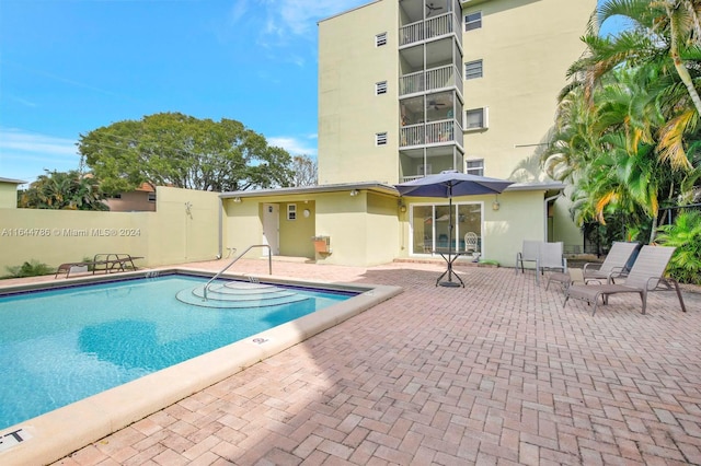 view of pool with a patio area