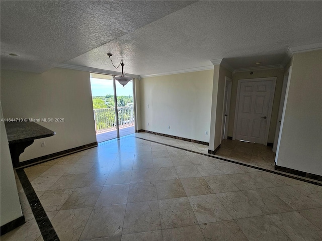 1650 Coral Way Unit 601, Miami, FL 33145 - empty room featuring crown molding, inlaid floor details, and a textured ceiling