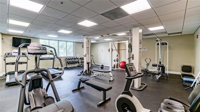 1650 Coral Way Unit 601, Miami, FL 33145 - gym with a drop ceiling and baseboards
