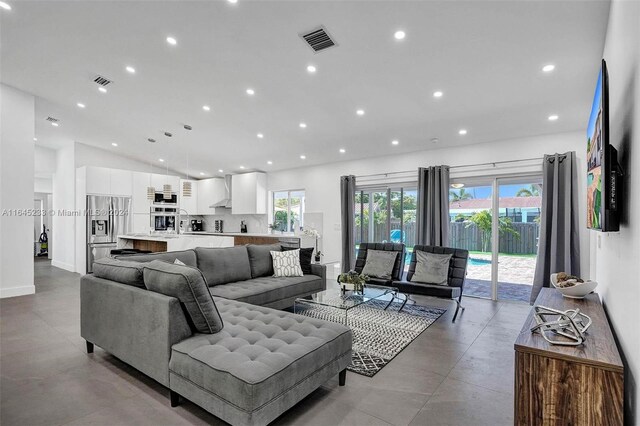 view of tiled living room