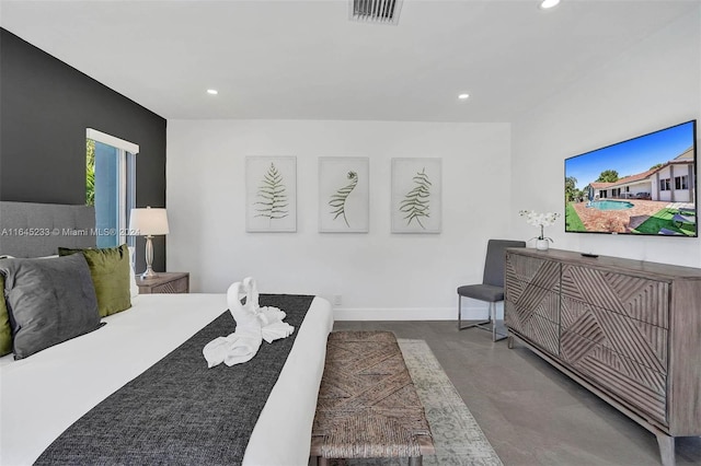 bedroom featuring tile patterned flooring