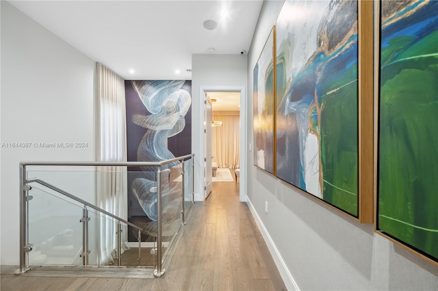 hallway featuring light wood-type flooring