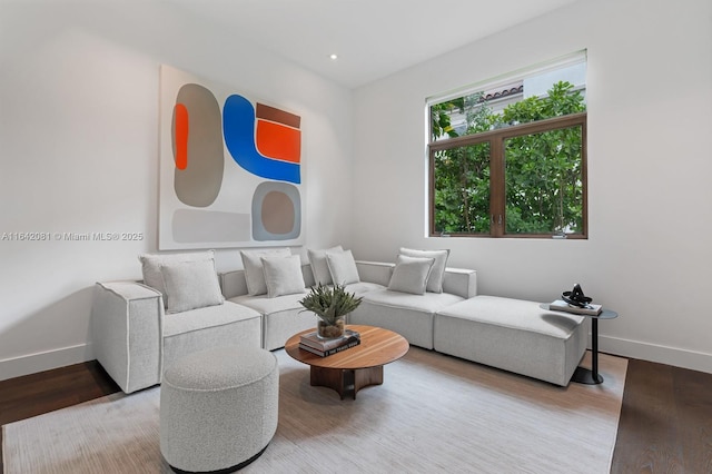 living room featuring light wood-type flooring