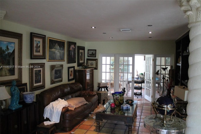 view of tiled living room