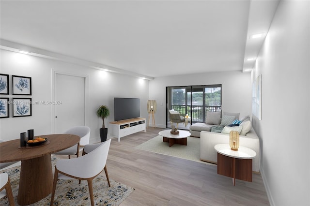 living room featuring light hardwood / wood-style floors