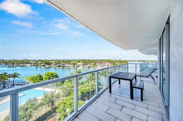 balcony with a water view