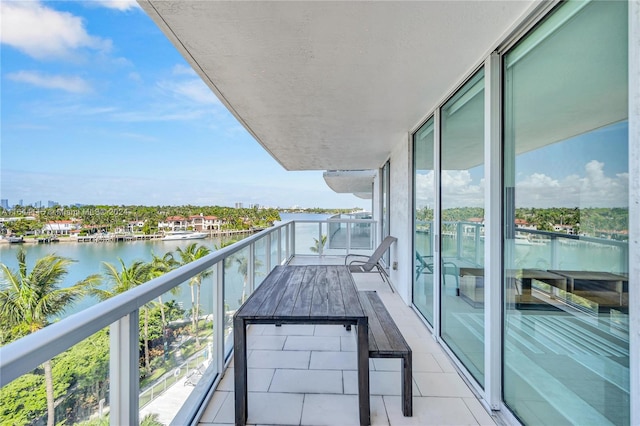 balcony with a water view