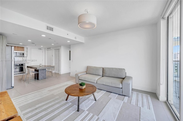 view of tiled living room