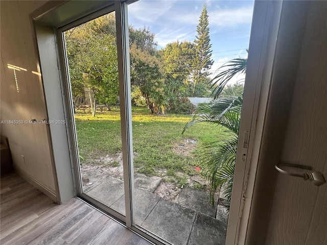 doorway featuring hardwood / wood-style floors