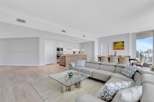 living room featuring light hardwood / wood-style flooring