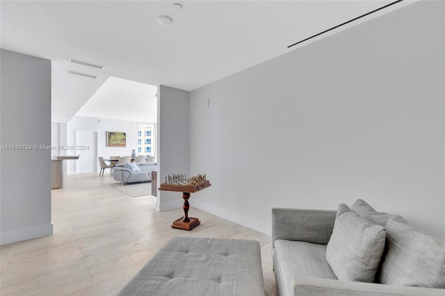 interior space featuring light tile patterned flooring