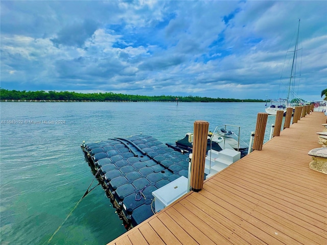 dock area featuring a water view