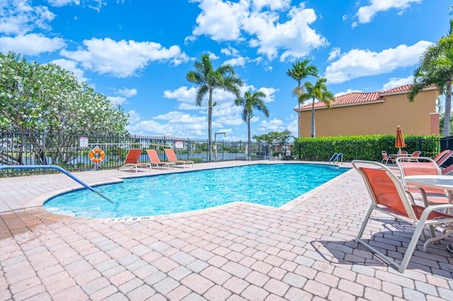 view of pool featuring a patio