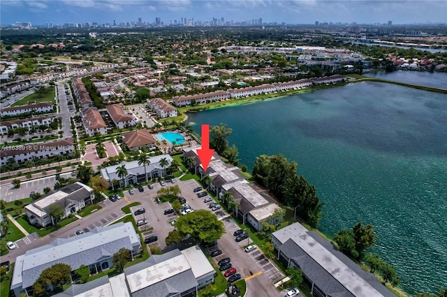 468 NE 206th Ln Unit 105, Miami, FL 33179 - drone / aerial view featuring a water view and a view of city