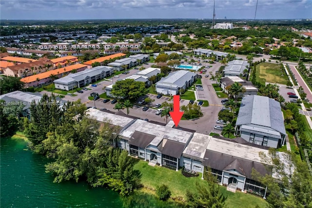 468 NE 206th Ln Unit 105, Miami, FL 33179 - birds eye view of property featuring a water view and a residential view