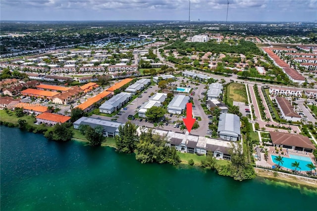 468 NE 206th Ln Unit 105, Miami, FL 33179 - drone / aerial view with a water view