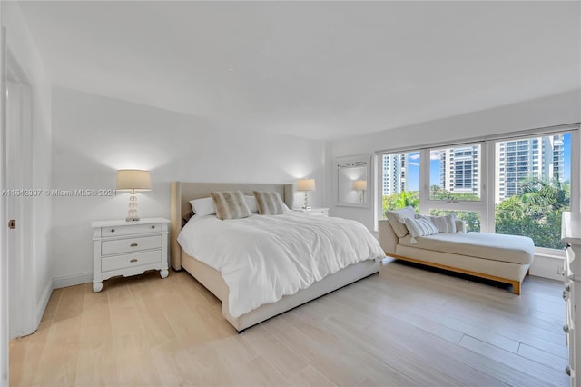 bedroom featuring light wood-type flooring