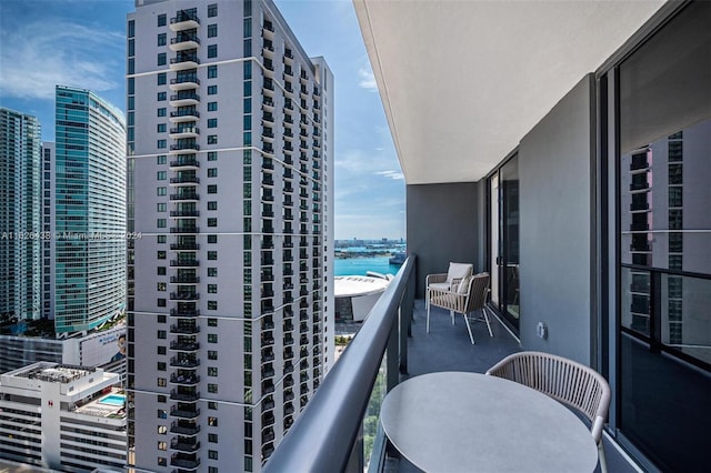 balcony with a water view