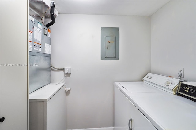 laundry area with electric panel and independent washer and dryer