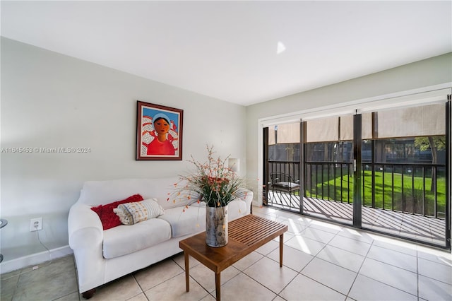 view of tiled living room