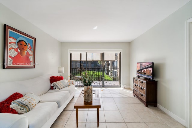 view of tiled living room