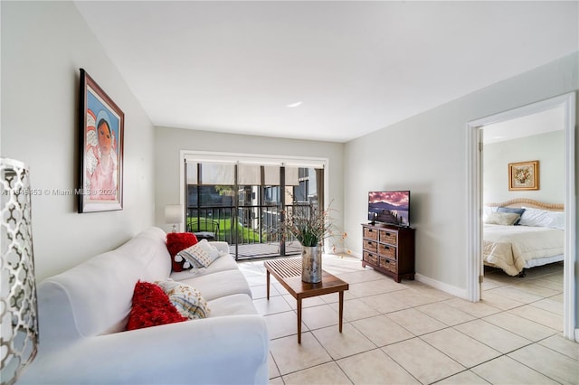 living room with light tile patterned floors