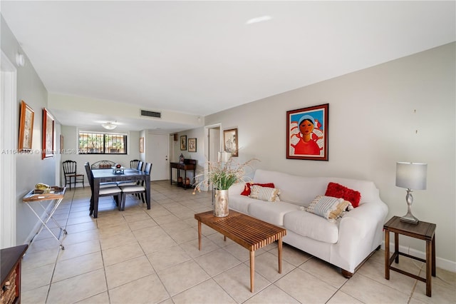 view of tiled living room