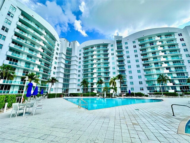 view of pool featuring a patio