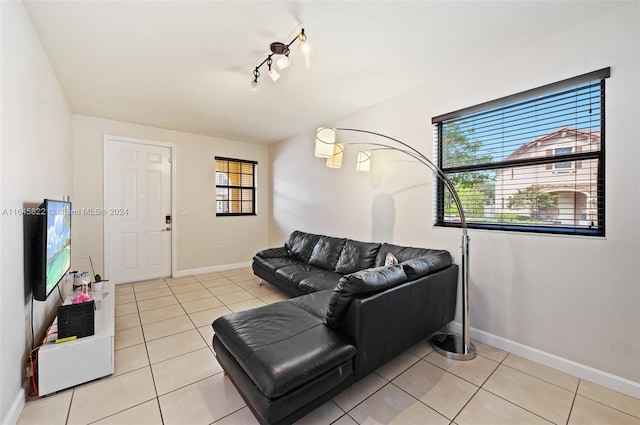 view of tiled living room